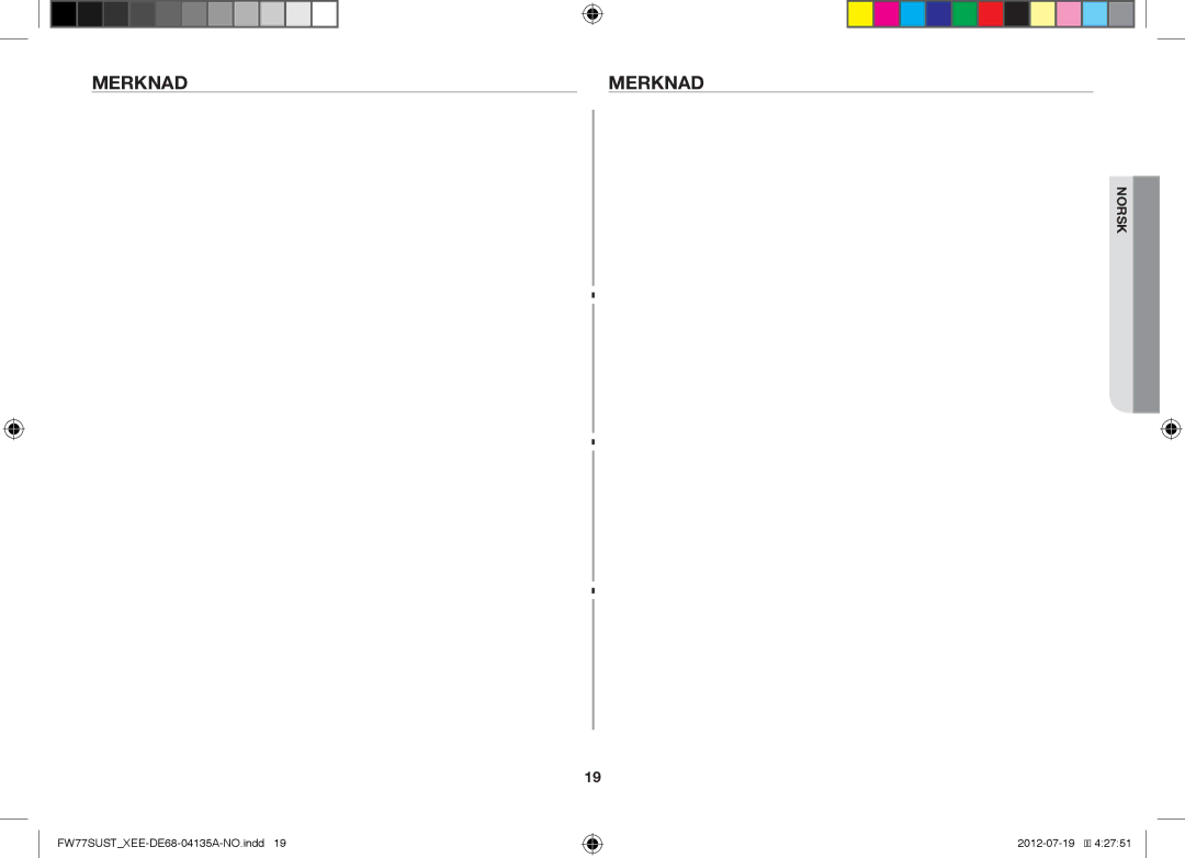 Samsung FW77SUST/XEE, FW77SUB/XEE, FW77SUW/XEE manual Merknad 