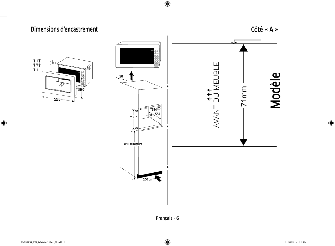 Samsung FW77SUST/XEF, FW77SUB/XEF manual Modèle, 380 595 