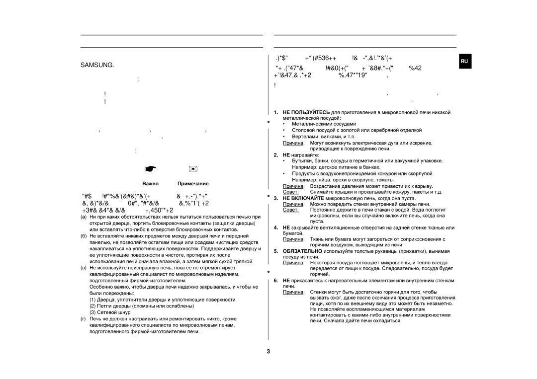 Samsung FW87KSTR/BWT manual Использование этой инструкции, Меры предосторожности, Важно Примечание 