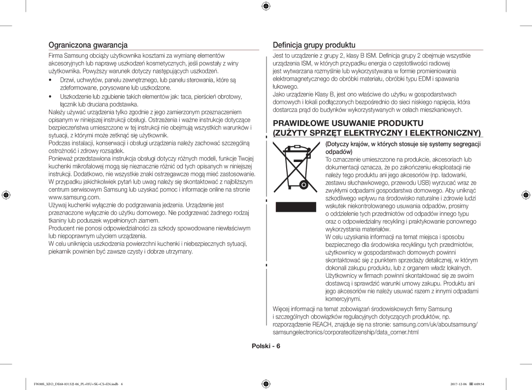 Samsung FW87SUB/XEO manual Ograniczona gwarancja, Definicja grupy produktu 