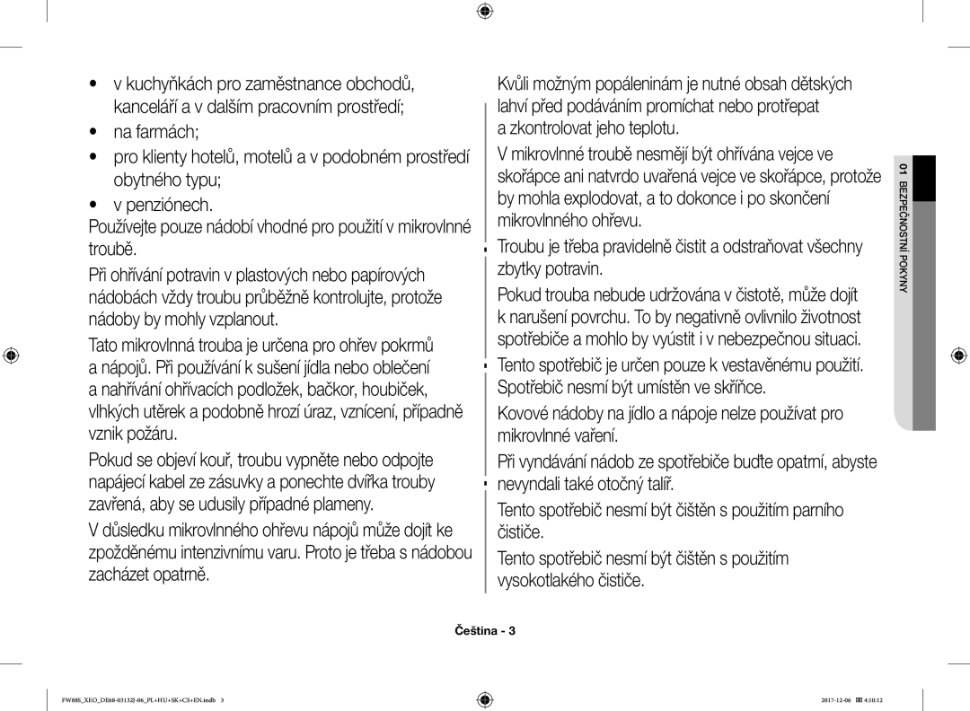 Samsung FW87SUB/XEO manual Pokyny 01 bezpečnostní 