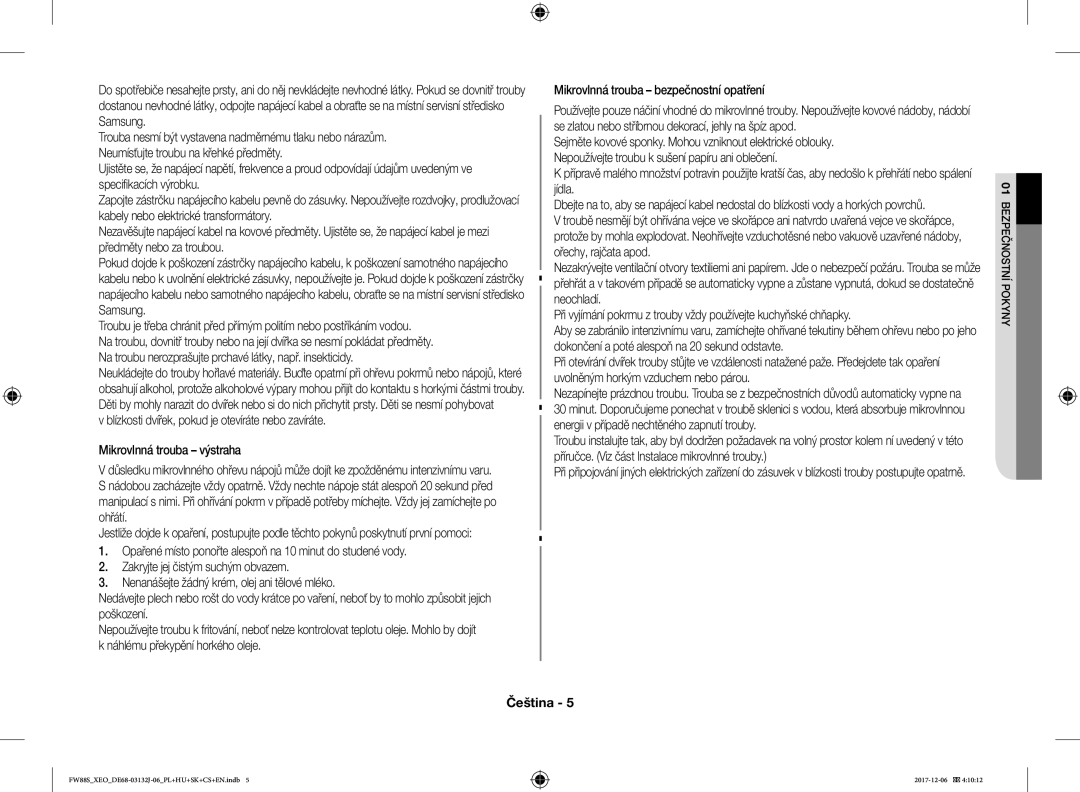 Samsung FW87SUB/XEO manual Čeština 