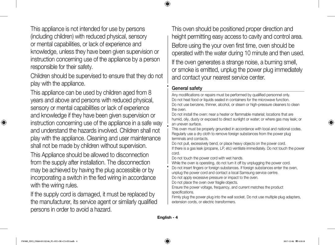 Samsung FW87SUB/XEO manual General safety 