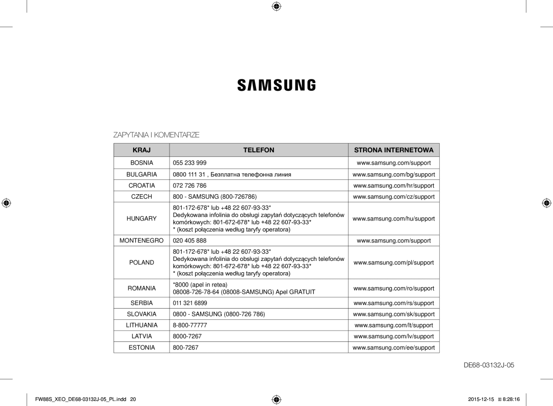 Samsung FW87SUST/XEO, FW87SUST/AND manual DE68-03132J-05 