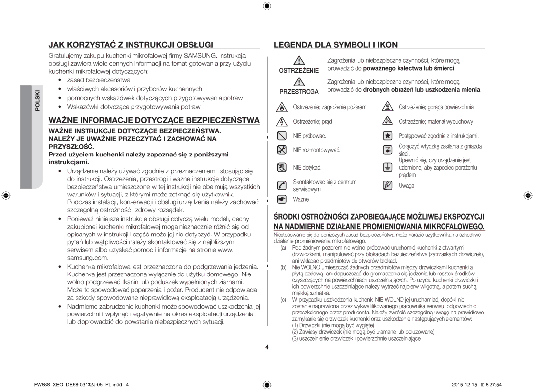 Samsung FW87SUST/XEO, FW87SUST/AND manual JAK Korzystać Z Instrukcji Obsługi, Ważne Informacje Dotyczące Bezpieczeństwa 