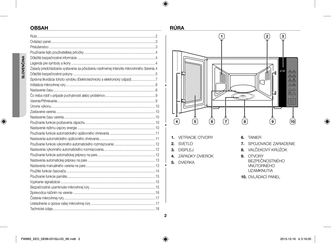 Samsung FW87SUST/XEO, FW87SUST/AND manual Obsah, Rúra 