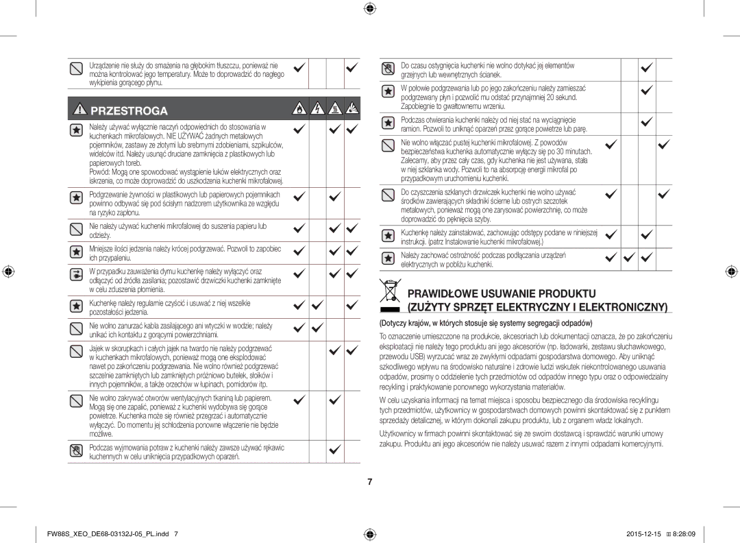 Samsung FW87SUST/AND, FW87SUST/XEO manual Przestroga, Nie wolno włączać pustej kuchenki mikrofalowej. Z powodów 