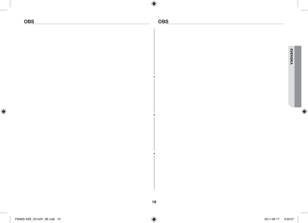 Samsung FW88SUST/XEE manual Obs 