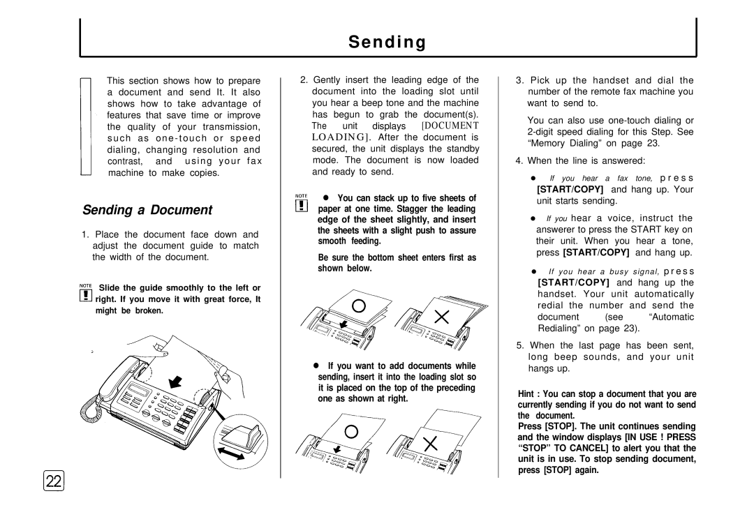 Samsung FX 505 manual N d i ng, Sending a Document 