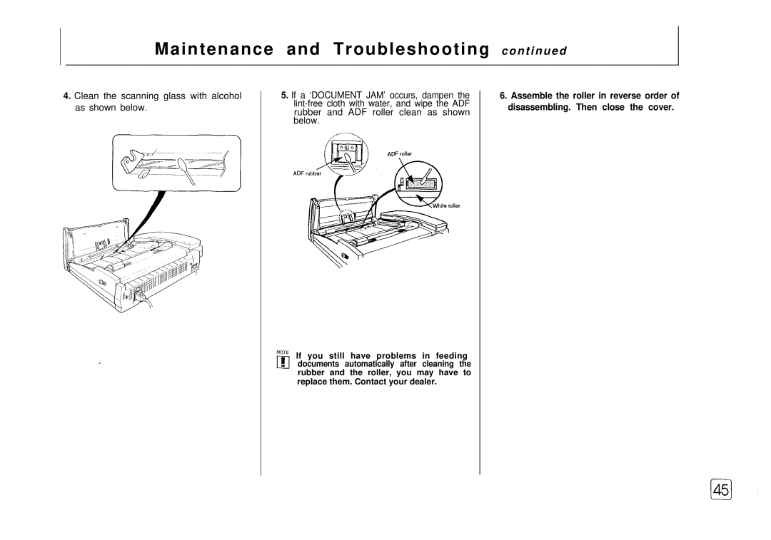 Samsung FX 505 manual Maintenance and Troubleshooting c o n t i n u e d 