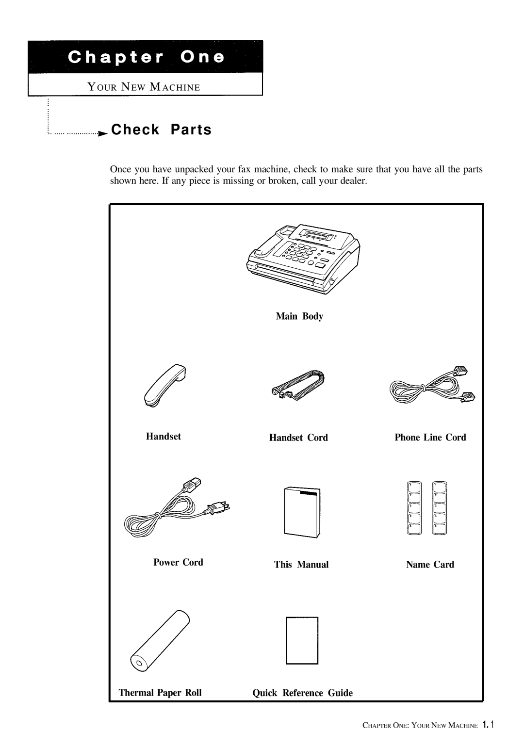 Samsung FX100 manual Check Parts 