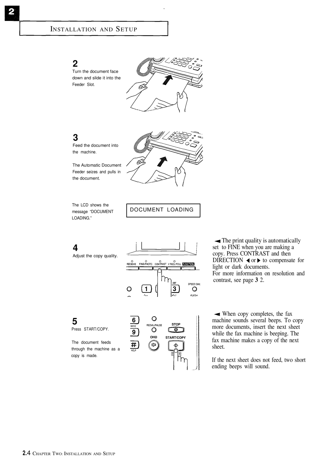 Samsung FX100 manual Chapter TWO Installation and Setup 