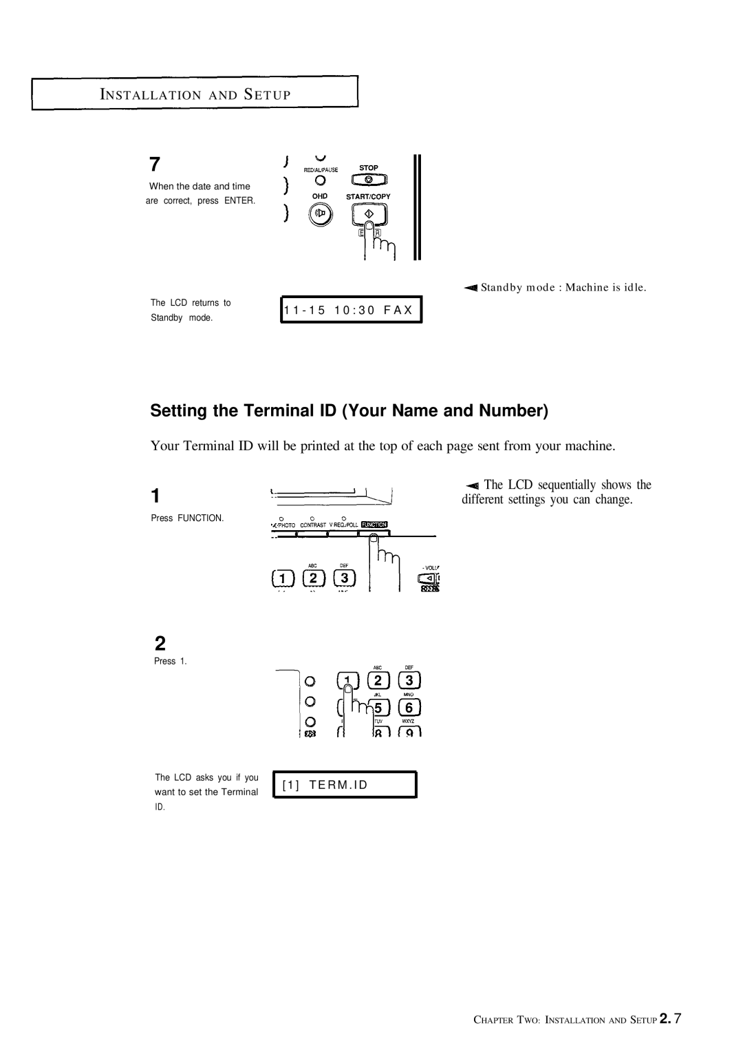 Samsung FX100 manual Setting the Terminal ID Your Name and Number, E R M . I D 