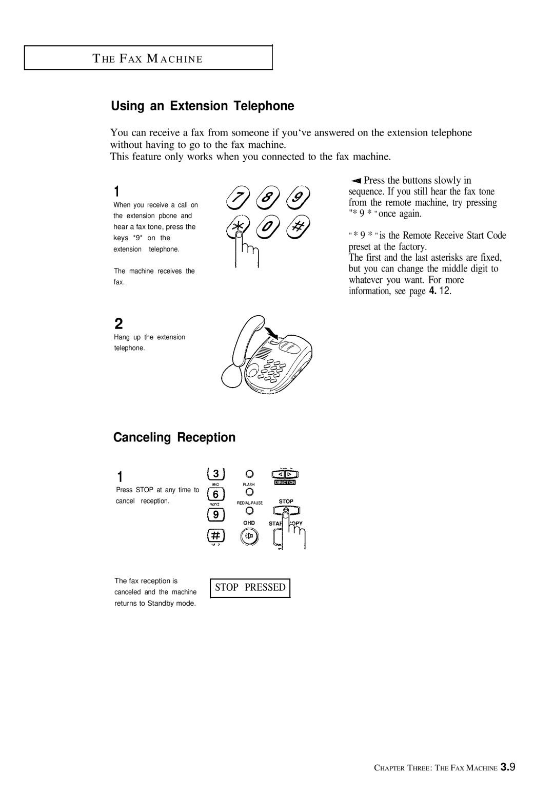 Samsung FX100 manual Using an Extension Telephone, Canceling Reception 