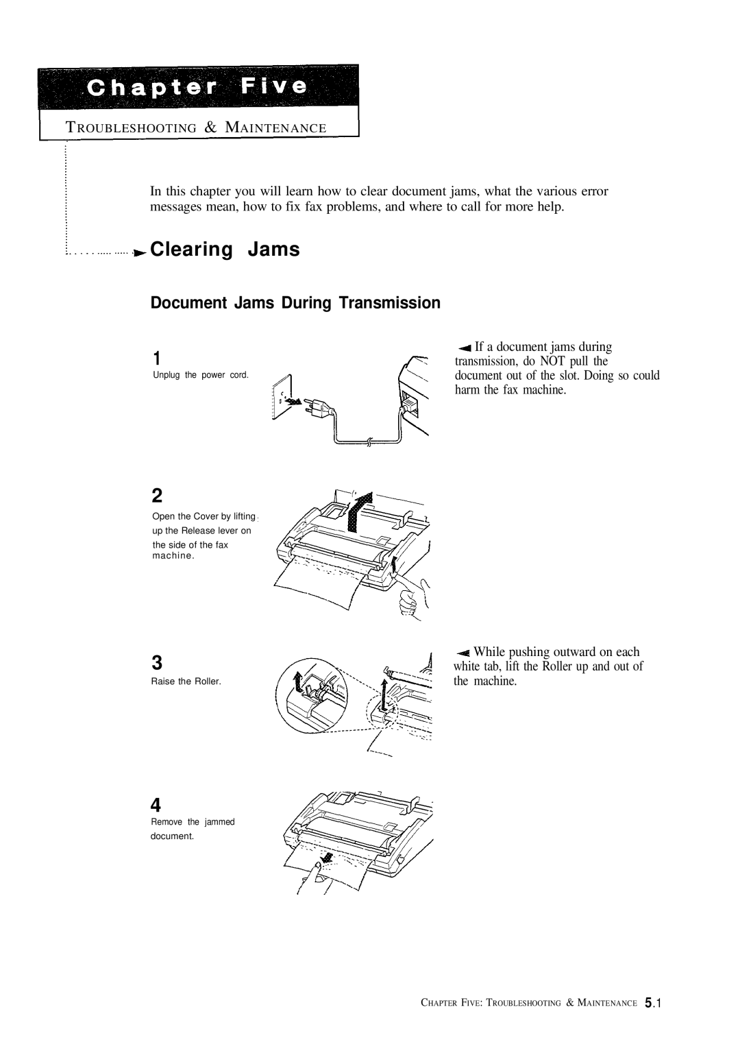 Samsung FX100 manual Clearing Jams, Machine 