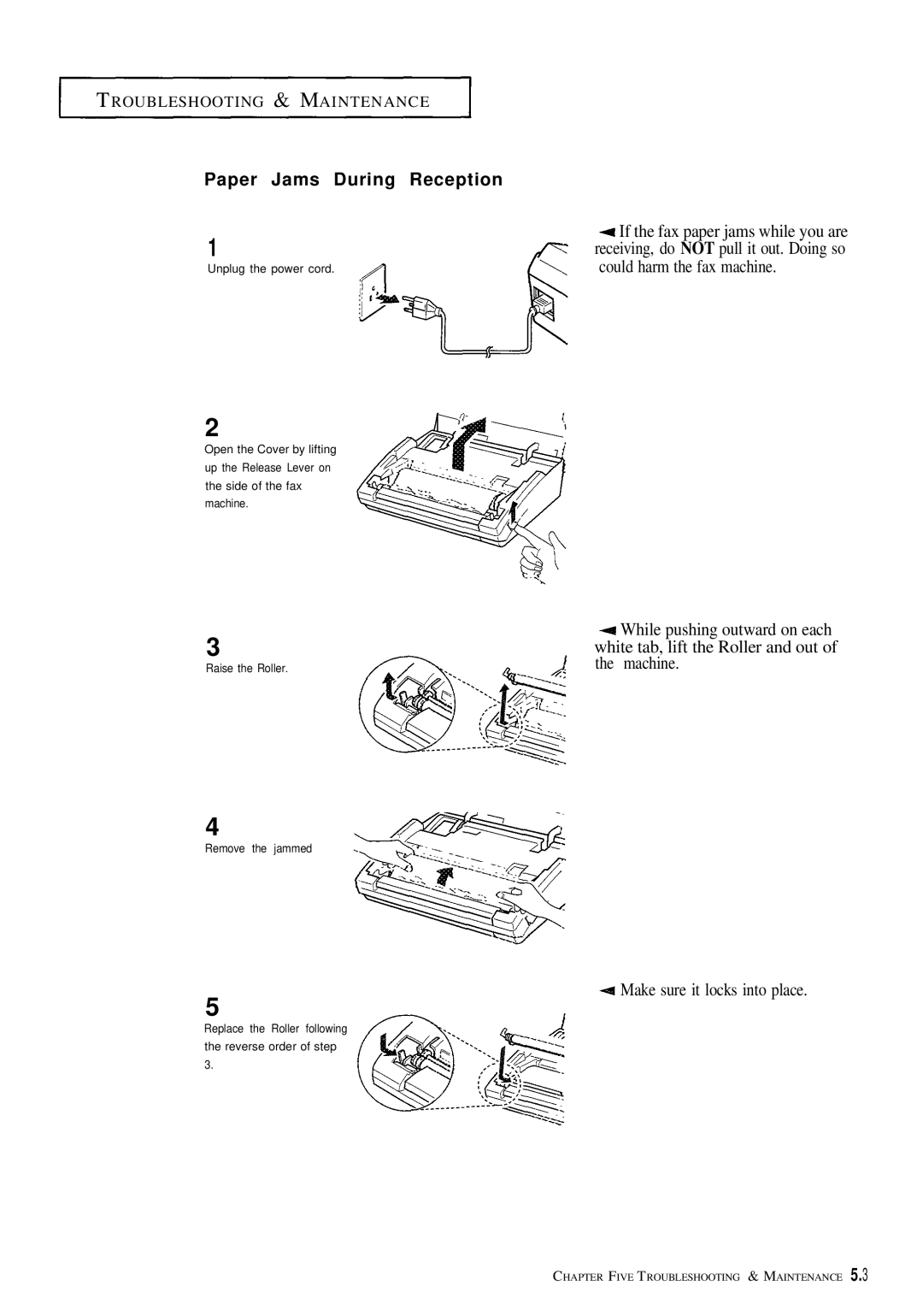 Samsung FX100 manual Paper Jams During Reception 