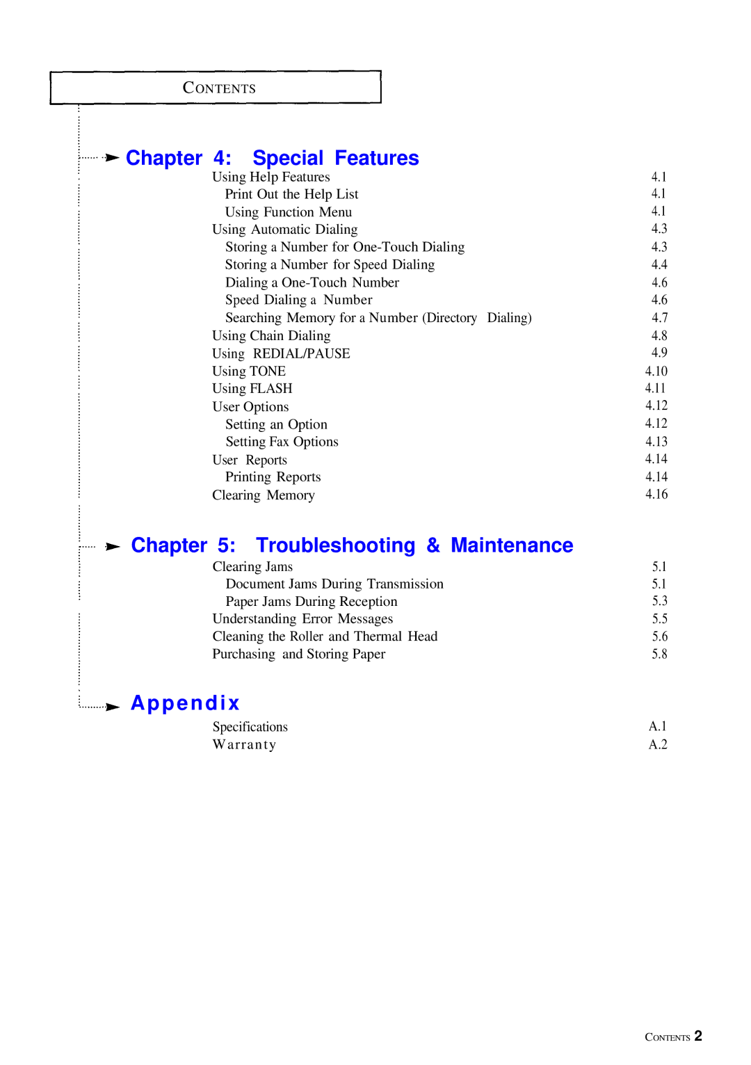 Samsung FX100 manual Chapter Special Features, Specifications Warranty 