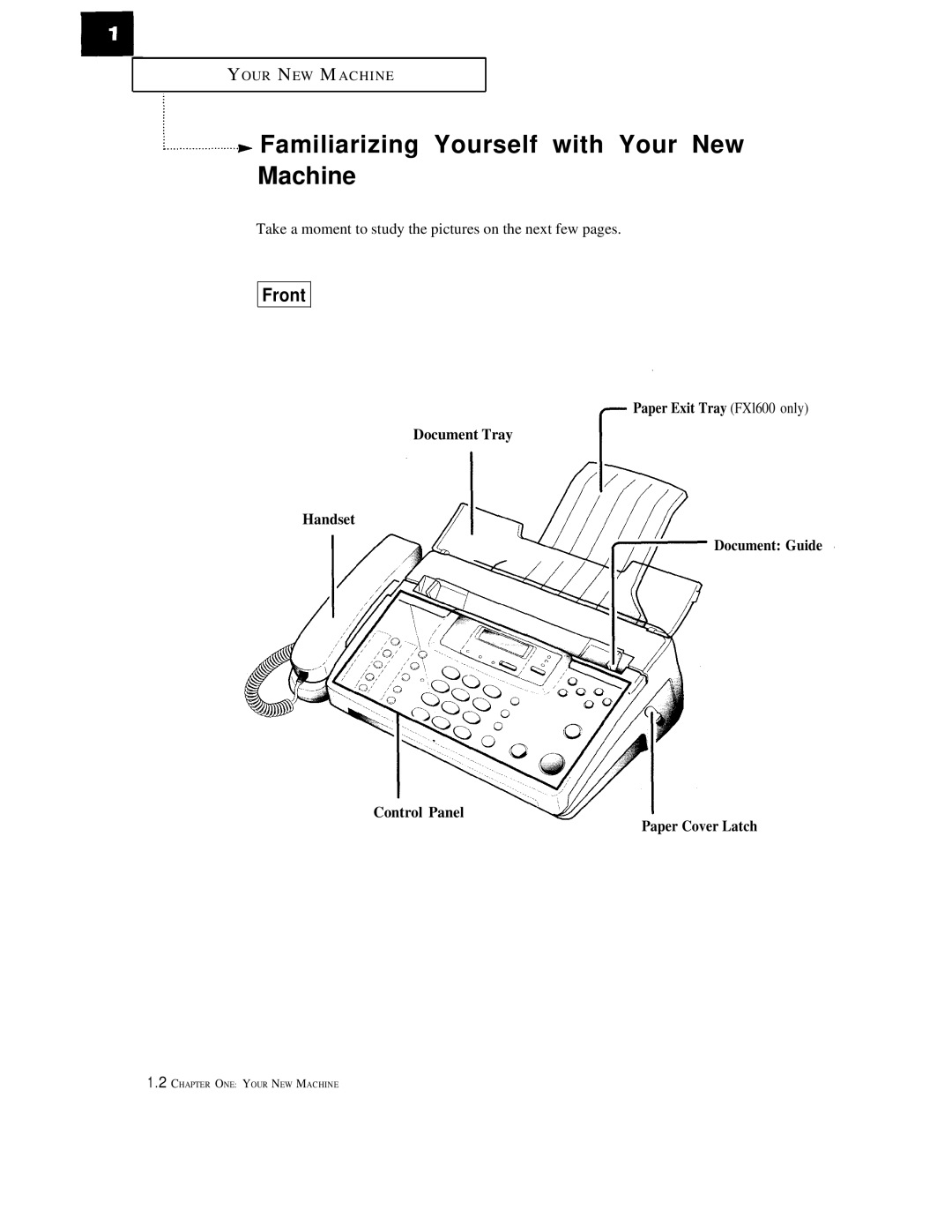 Samsung FX1600 Familiarizing Yourself with Your New Machine, Take a moment to study the pictures on the next few pages 