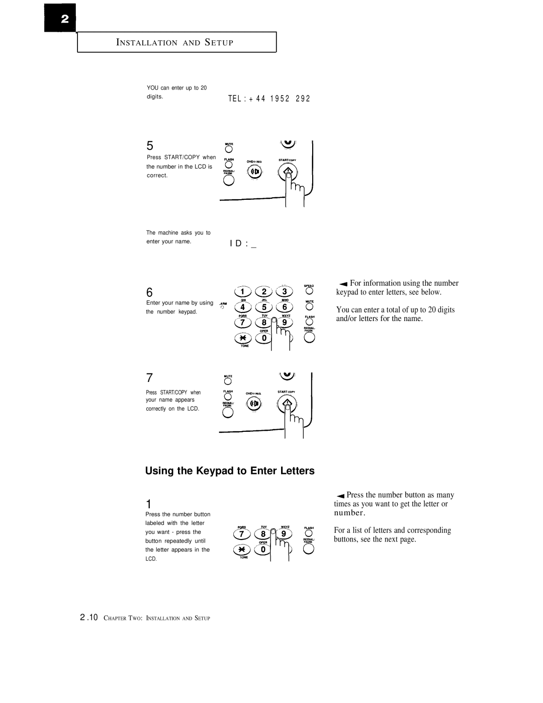 Samsung FX1600, FX600 manual Using the Keypad to Enter Letters 