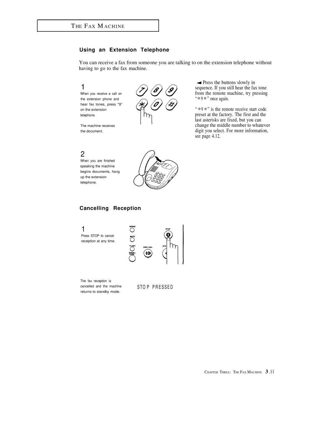 Samsung FX600, FX1600 manual Using an Extension Telephone, Cancelling Reception 