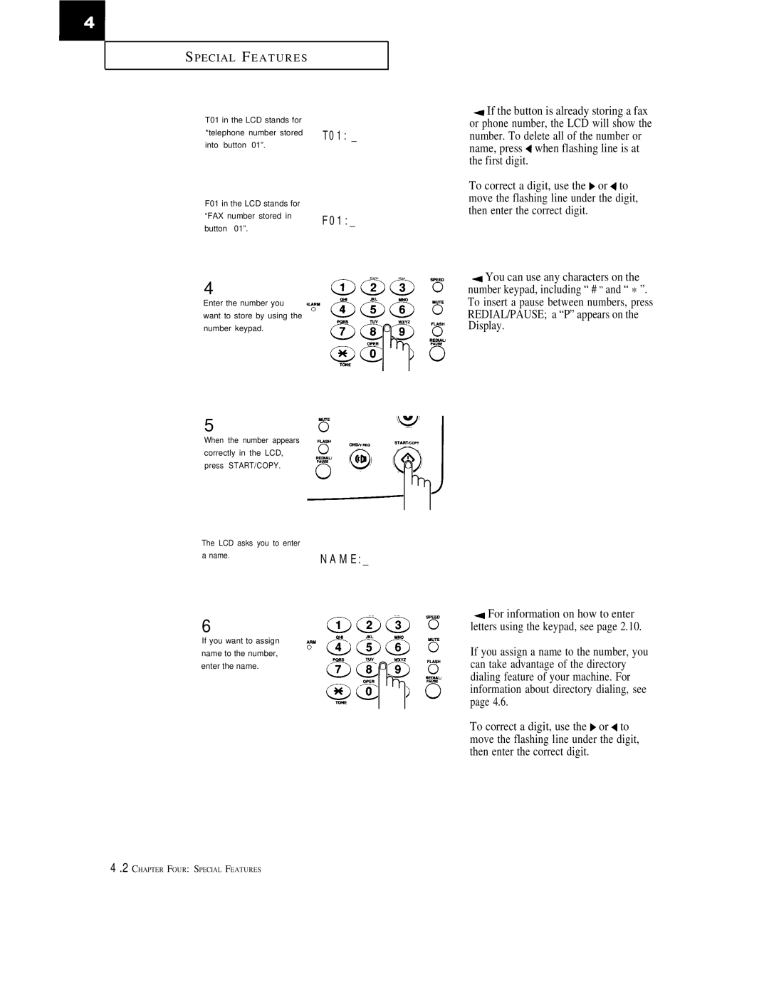 Samsung FX1600, FX600 manual LCD asks you to enter Name 