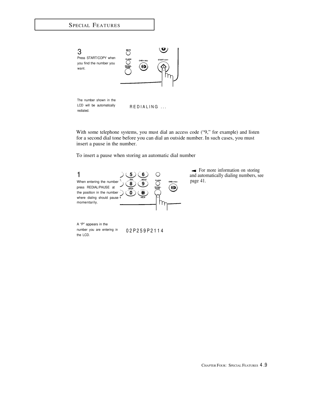 Samsung FX600, FX1600 manual Chapter Four Special Features 4 