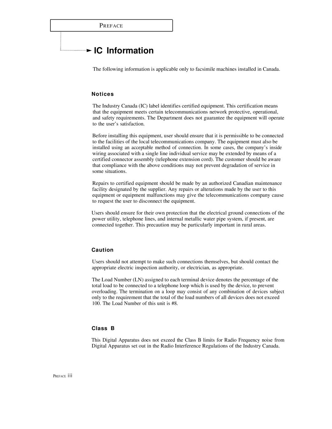 Samsung FX1600, FX600 manual IC Information, T i c e s, Class B 