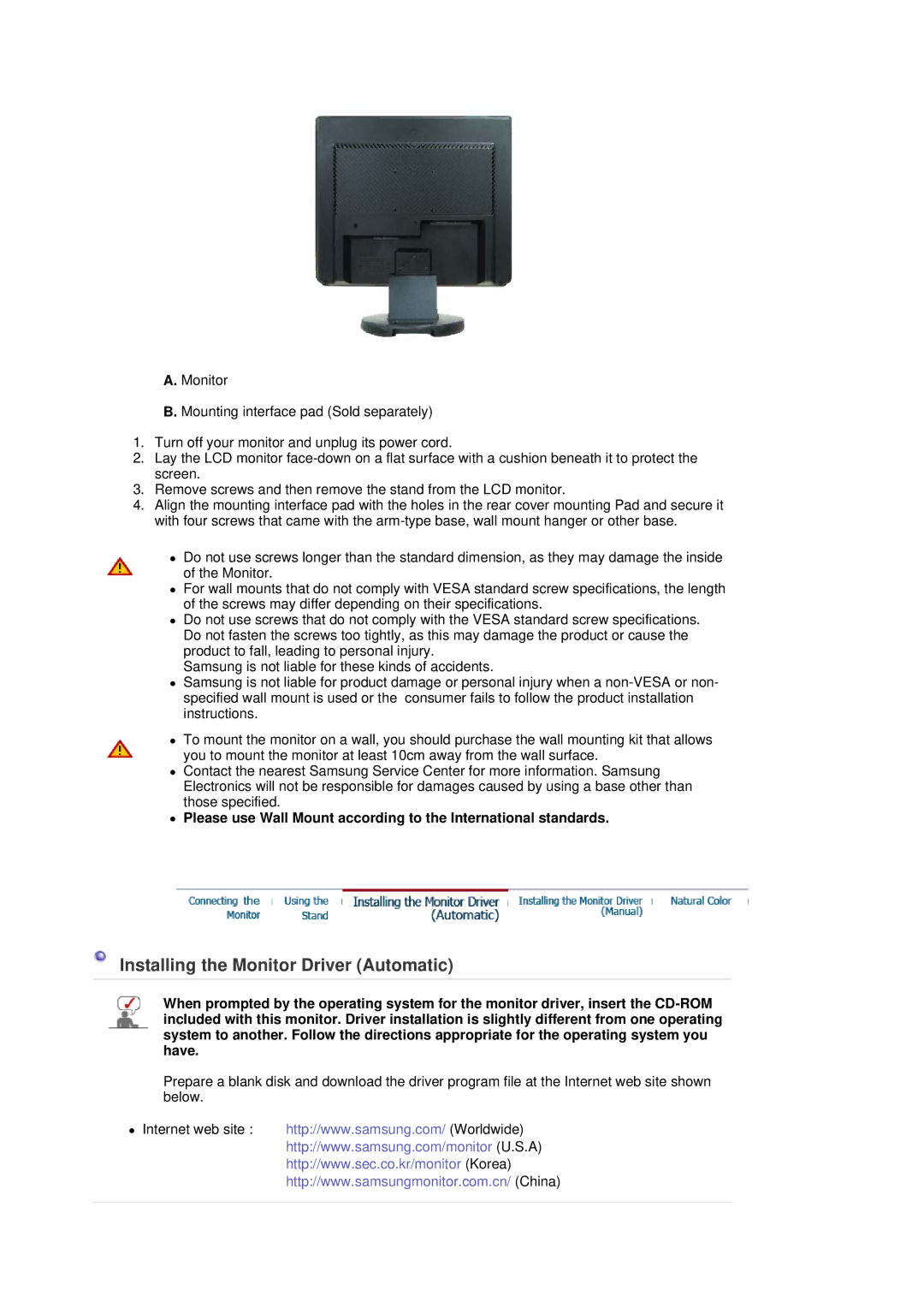 Samsung G19P Plus manual Installing the Monitor Driver Automatic 