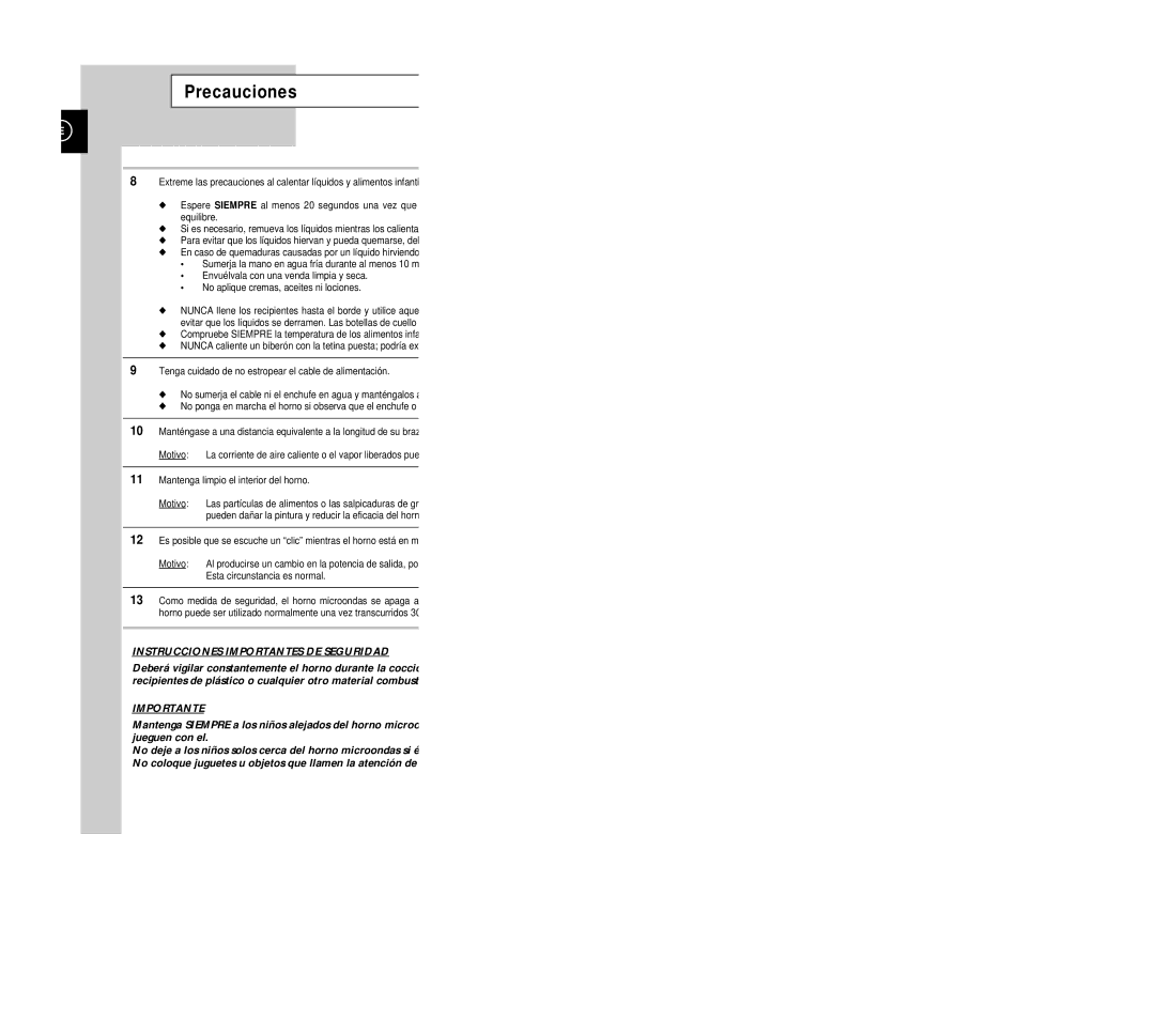 Samsung G2613C/XEC manual Advertencia 