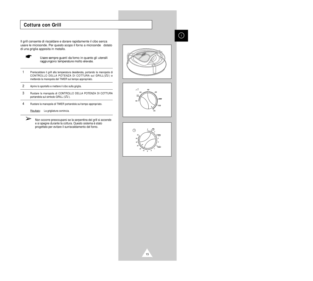 Samsung G2618C manual Cottura con Grill 