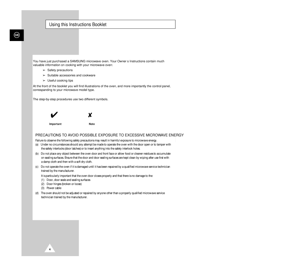 Samsung G2618C manual Using this Instructions Booklet 