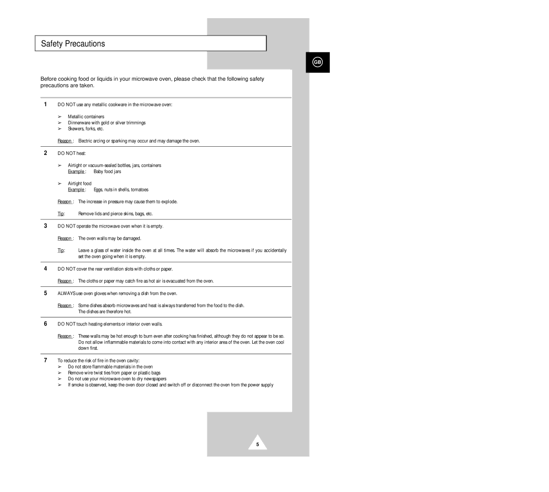 Samsung G2618C manual Safety Precautions 