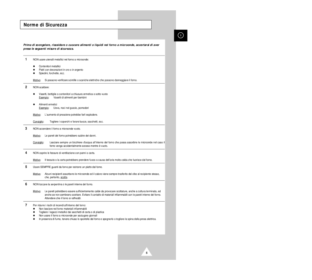 Samsung G2618C manual Norme di Sicurezza 