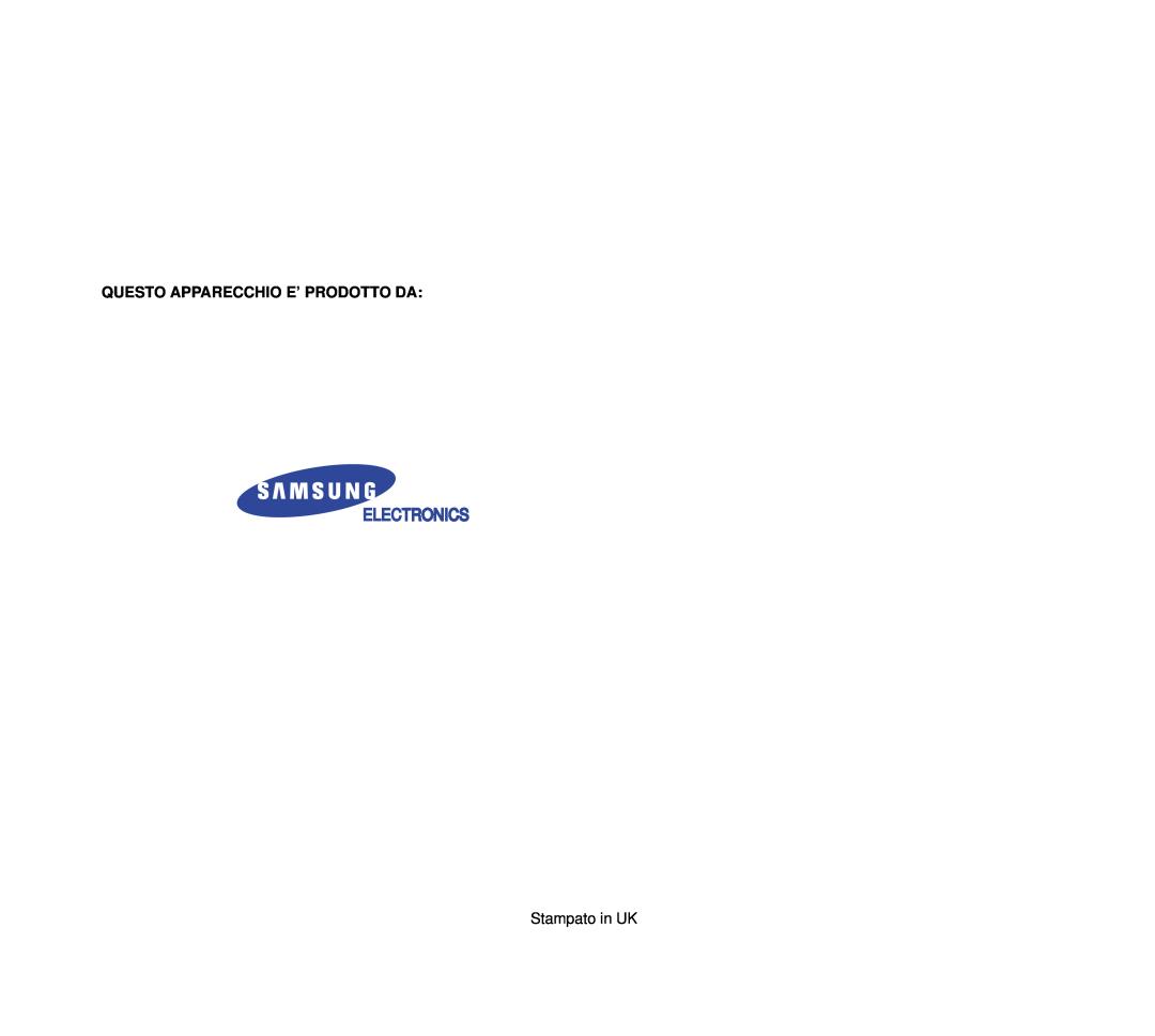 Samsung G2618C manual Electronics, Stampato in UK, Questo Apparecchio E’ Prodotto Da 