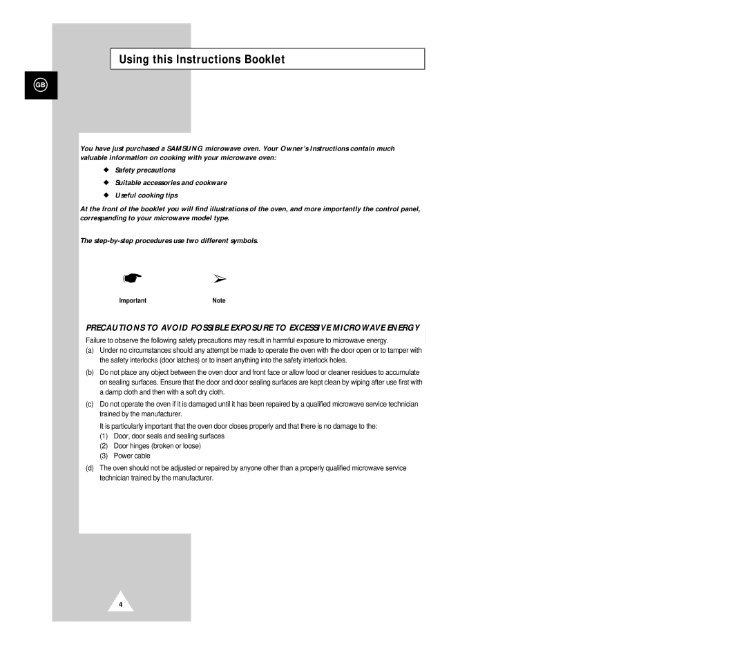 Samsung G2618C-U/XEG, G2618C/XEG manual Using this Instructions Booklet 