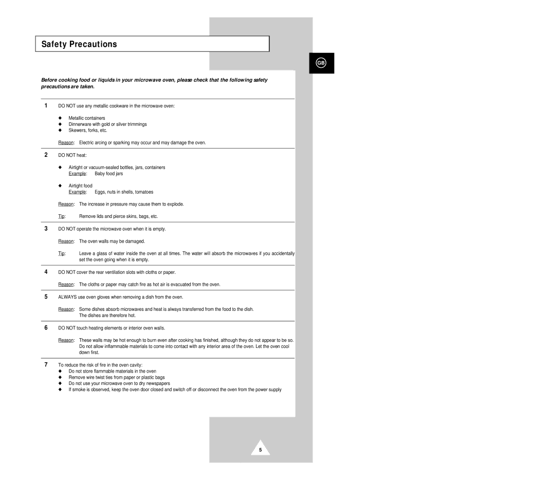 Samsung G2618C/XEG, G2618C-U/XEG manual Safety Precautions 