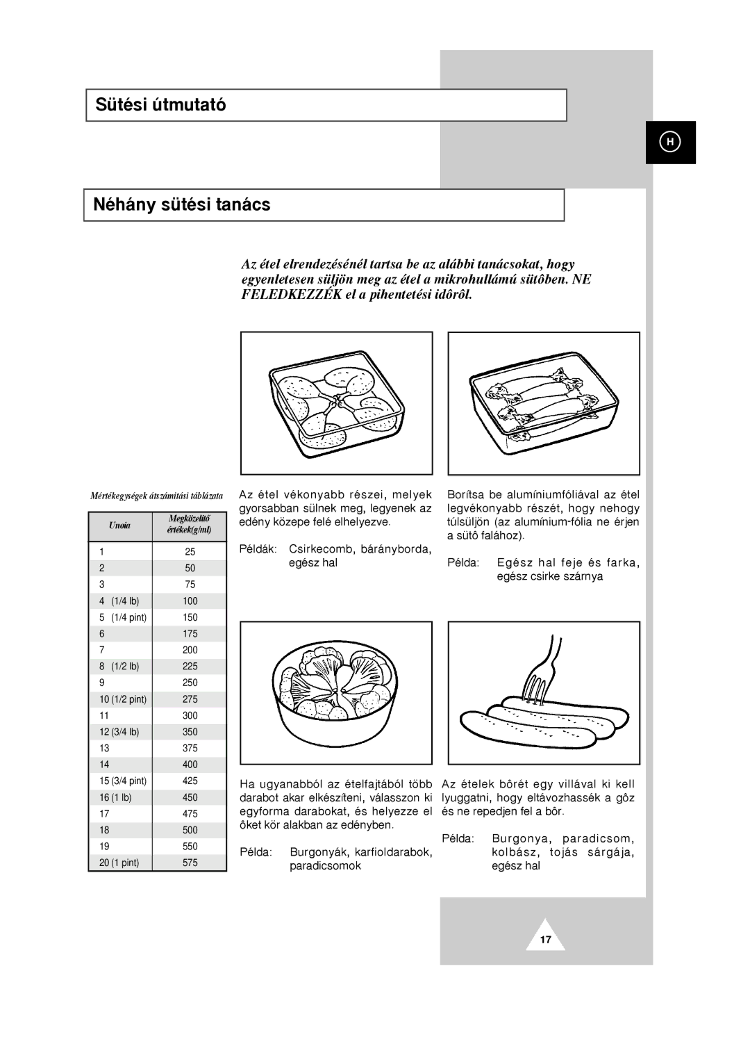 Samsung G2618C/XEH manual SŸtŽsi œtmutat NŽh‡ny sŸtŽsi tan‡cs 