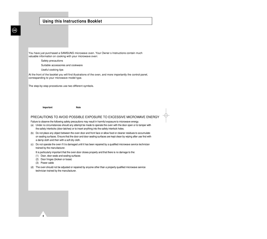 Samsung G2618C/XEH manual Using this Instructions Booklet 