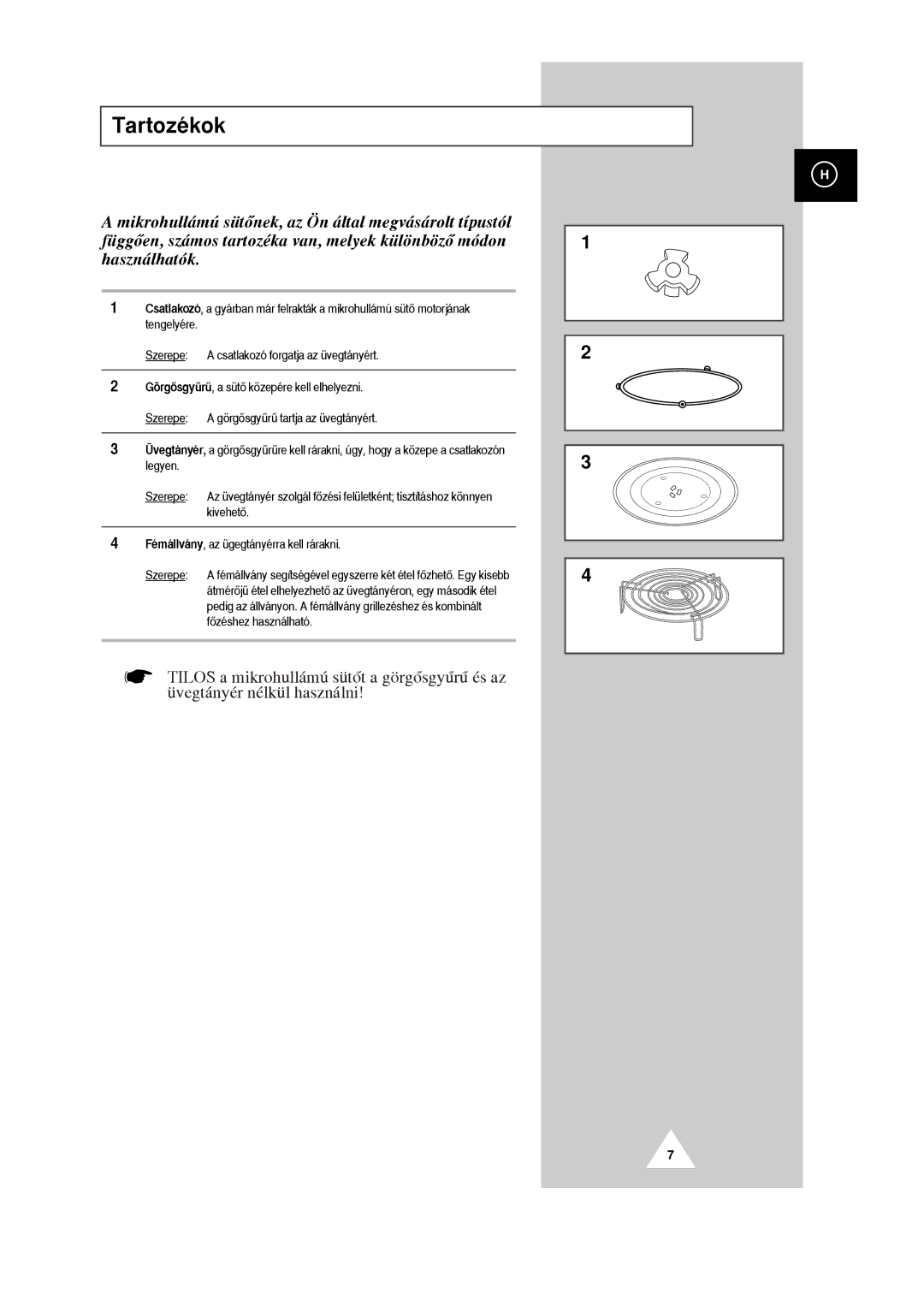 Samsung G2618C/XEH manual TartozŽkok 