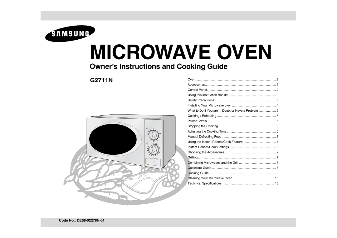 Samsung G2711N/BOL manual Microwave Oven 