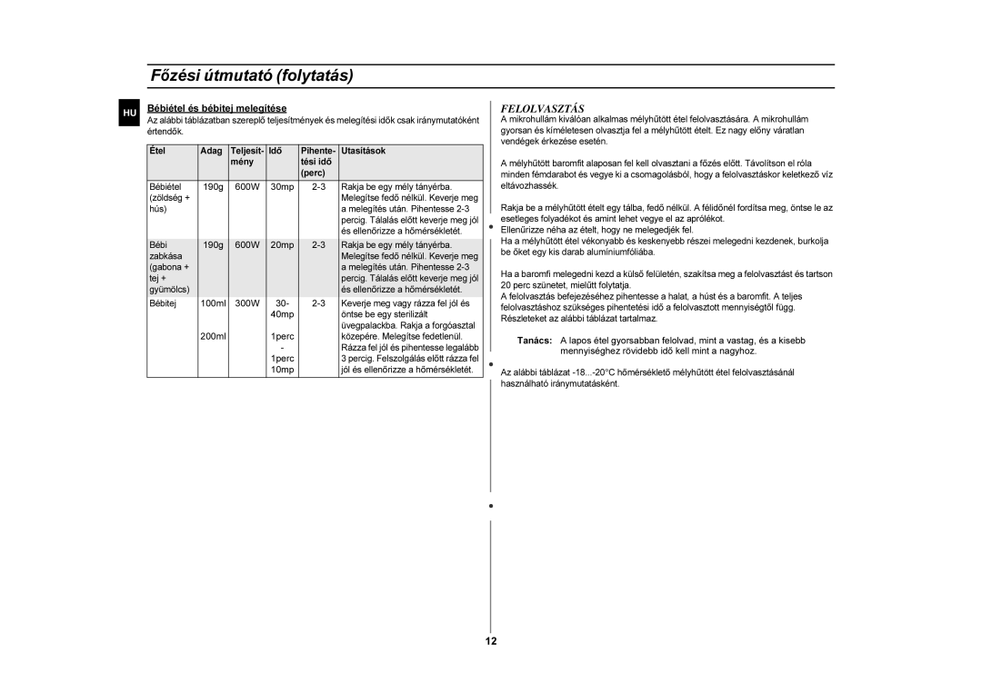 Samsung G2711N/XEH, G2711N-S/XEH manual Felolvasztás 