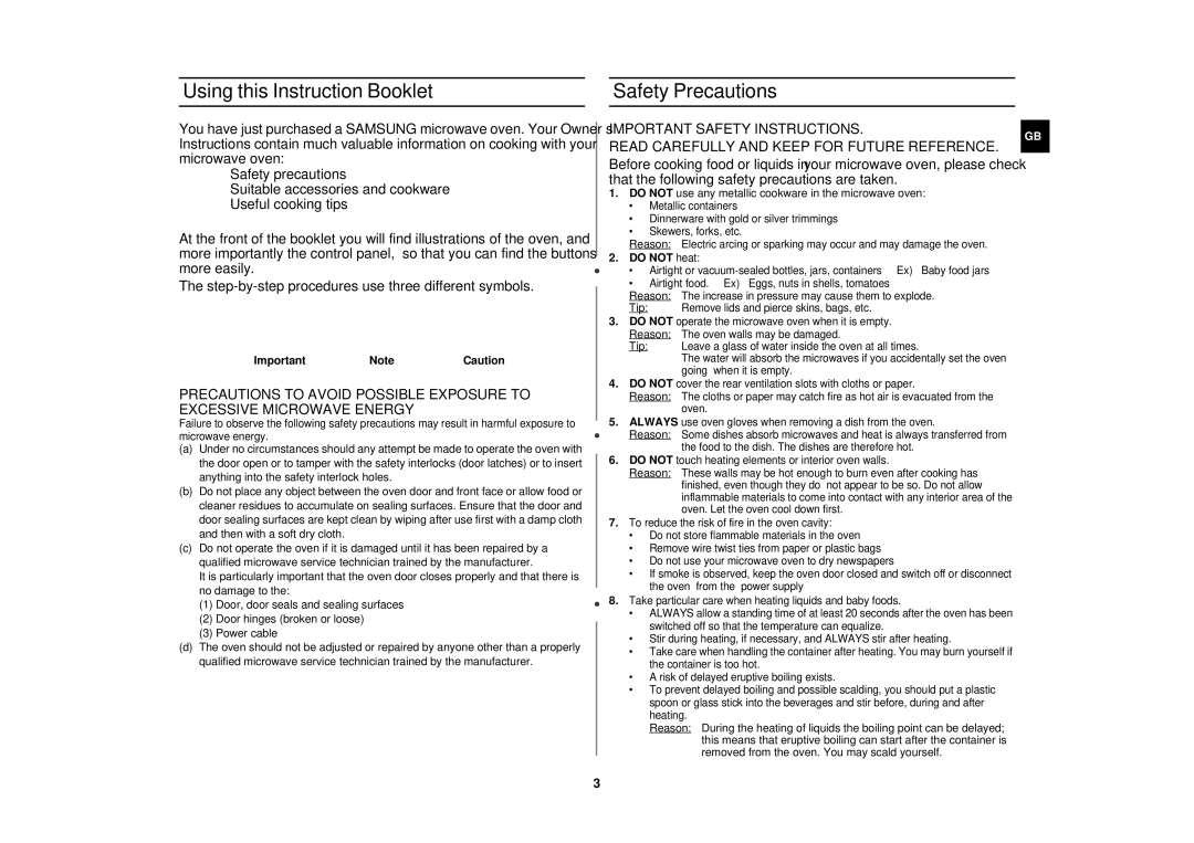 Samsung G2712N manual Using this Instruction Booklet, Safety Precautions, Do not heat 