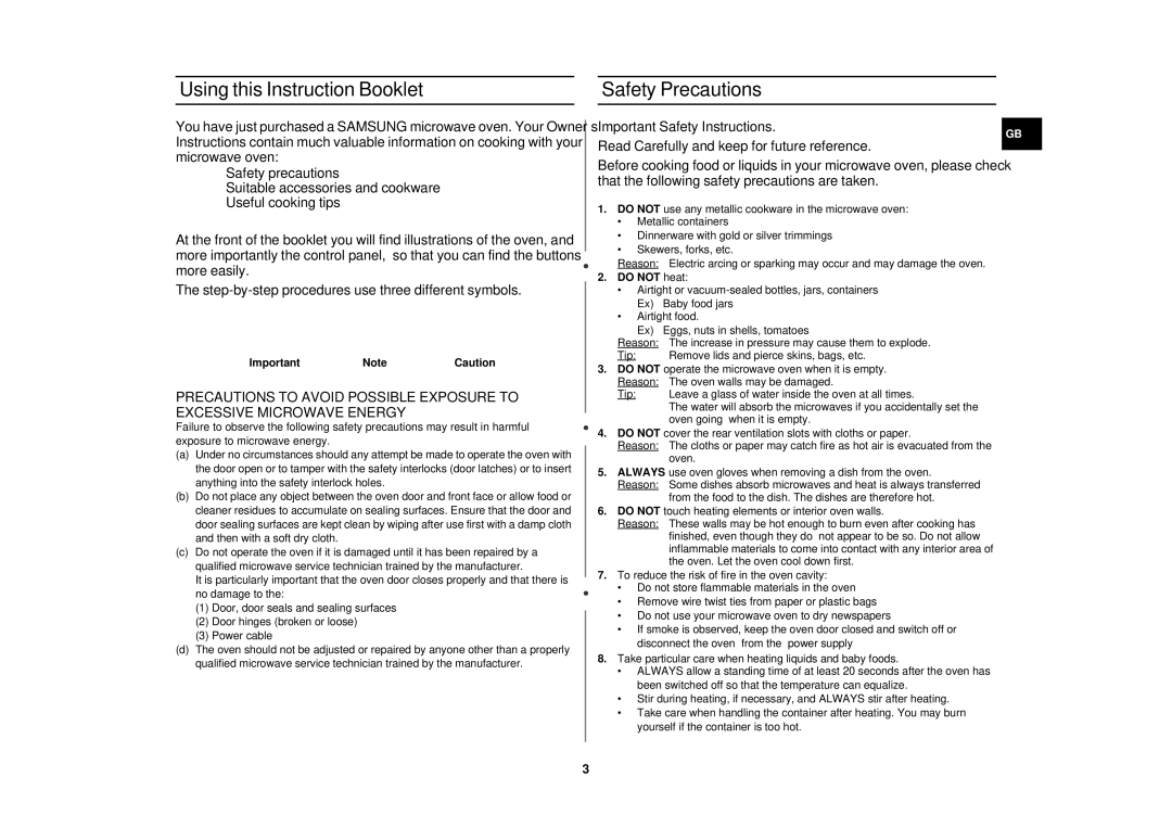 Samsung G2712N/ELE manual Using this Instruction Booklet, Safety Precautions, Do not heat 