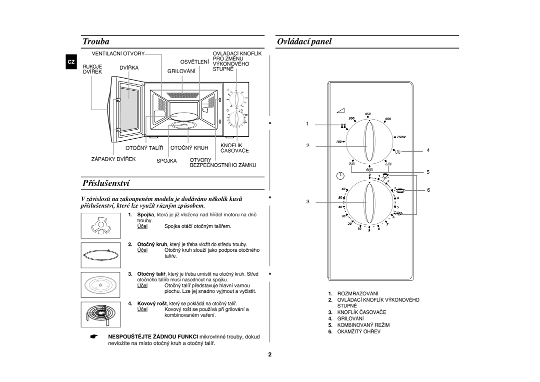 Samsung G2719N/GEN, G2719N-S/XEH, G2719N/LIB, G2719N/XEH manual Trouba, Příslušenství, Ovládací panel 