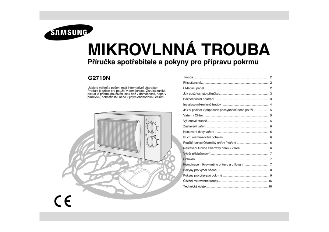 Samsung G2719N-S/XEH manual Mikrovlnná Trouba 