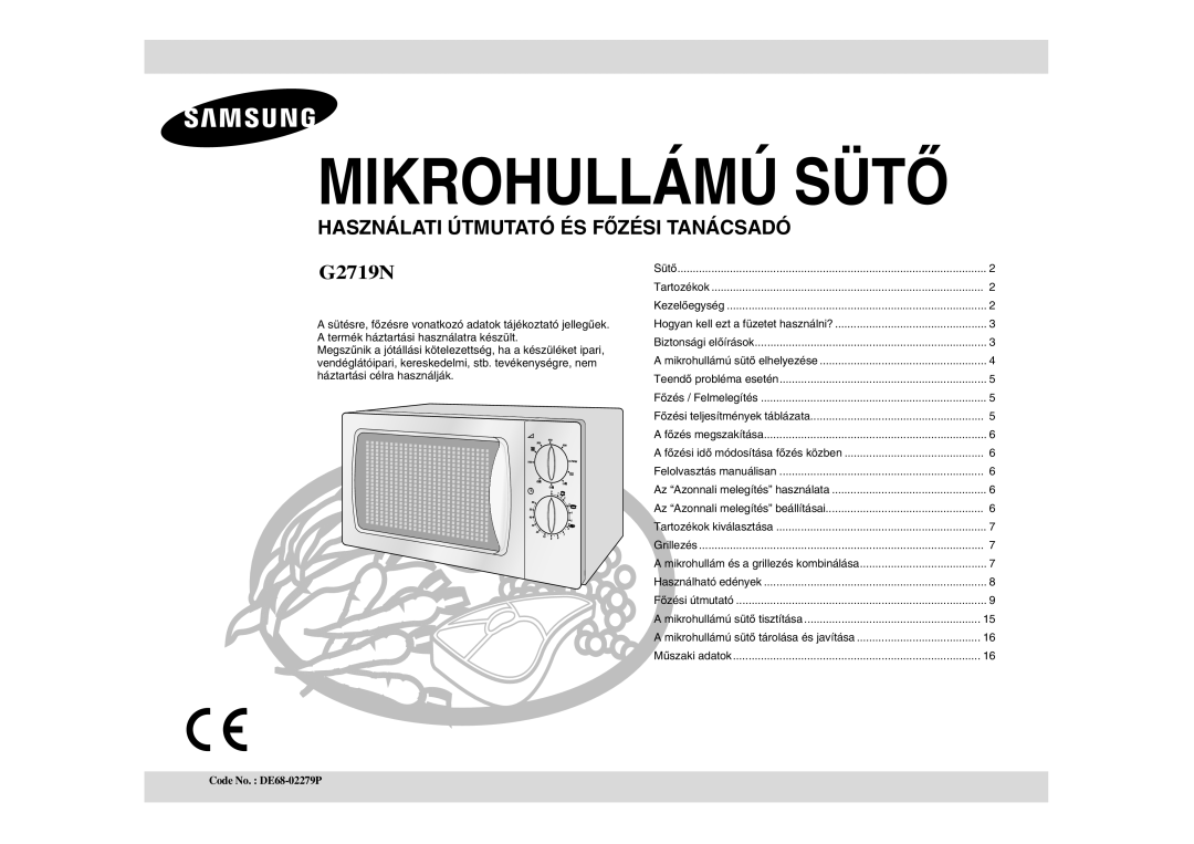 Samsung G2719N-S/XEH, G2719N-S/XET, G2719N-S/XEO manual Mikrohullámú Sütő 