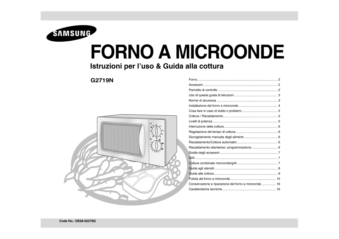 Samsung G2719N/XET, G2719N-S/XET manual Forno a Microonde, Code No. DE68-02279Q 