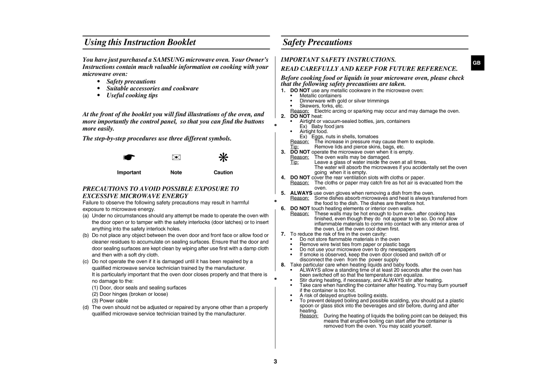 Samsung G2719N/BOL, G2719N/ALB, G2719N/ELE manual Using this Instruction Booklet, Safety Precautions, Important NoteCaution 