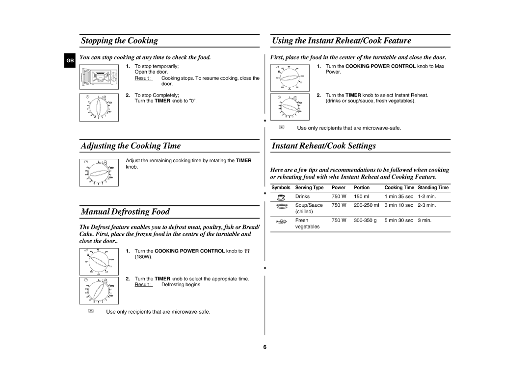 Samsung G2719N/BOL, G2719N/ALB manual Stopping the Cooking Using the Instant Reheat/Cook Feature, Adjusting the Cooking Time 