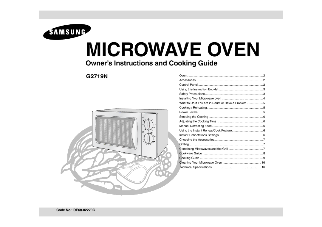 Samsung G2719N/GEN, G2719N/LIB, G2719N/XEH manual Microwave Oven 